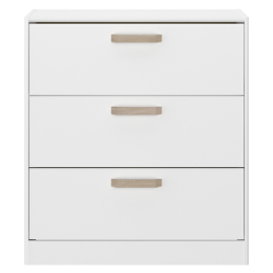 Cómoda DREAM com 3 gavetas - Branco mate e carvalho