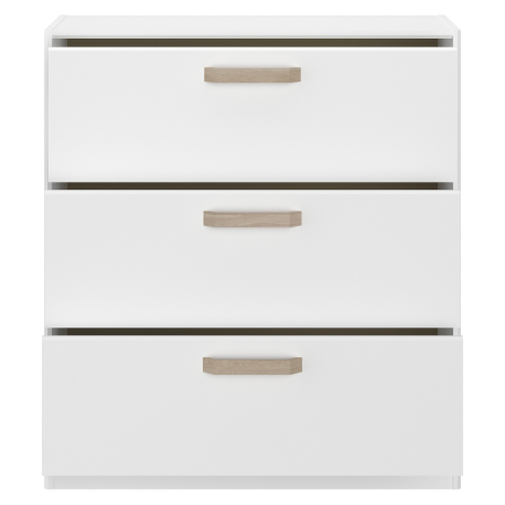 Cómoda DREAM com 3 gavetas - Branco mate e carvalho
