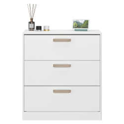 Cómoda DREAM com 3 gavetas - Branco mate e carvalho
