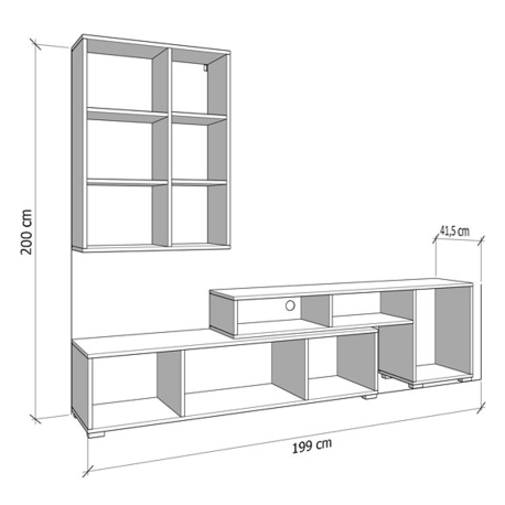 Estante TV BALOS com 3 elementos - Carvalho Artesanato e Preto Estante TV BALOS com 3 elementos - Carvalho Artesanato e Preto