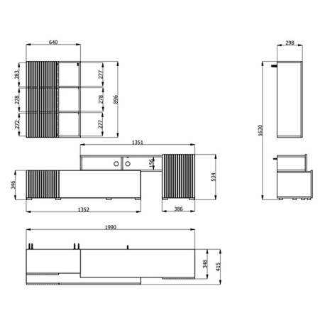 Estante TV BALOS com 3 elementos - Carvalho Artesanato e Preto Estante TV BALOS com 3 elementos - Carvalho Artesanato e Preto