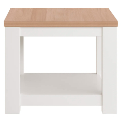 Mesa de apoio FLORENÇA com prateleira - Branco e Carvalho