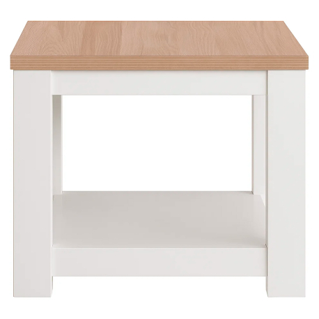 Mesa de apoio FLORENÇA com prateleira - Branco e Carvalho