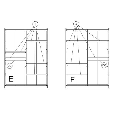 Roupeiro SWING II - branco mate - opções de montagem