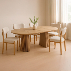 Mesa redonda extensível ORIGAMI (120-200cm) - Carvalho