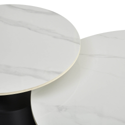 Conjunto 2 mesas de centro LAUREN - Branco Mármore e Preto