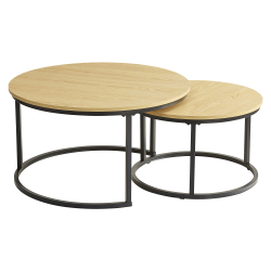 Conjunto 2 mesas de centro TENET - Carvalho e Preto