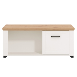 Mesa de centro VALENCIA com 2 portas - Branco Mate e Carvalho