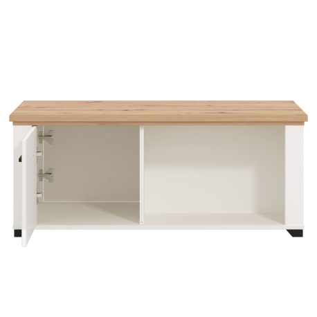 Mesa de centro VALENCIA com 2 portas - Branco Mate e Carvalho