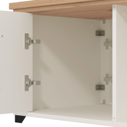 Mesa de centro VALENCIA com 2 portas - Branco Mate e Carvalho