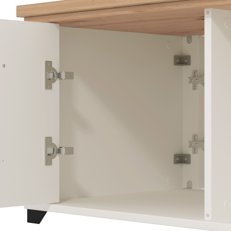 Mesa de centro VALENCIA com 2 portas - Branco Mate e Carvalho