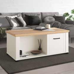 Mesa de centro VALENCIA com 2 portas - Branco Mate e Carvalho