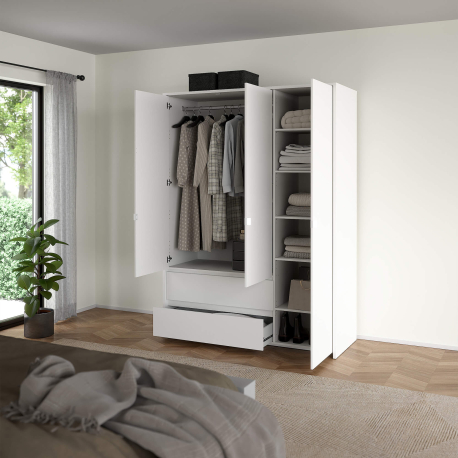 Roupeiro NEXT com 3 portas e 2 gavetas - Branco Roupeiro NEXT com 3 portas e 2 gavetas - Branco