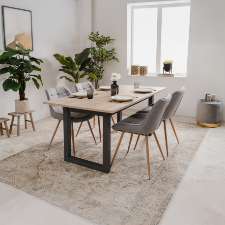 Mesa extensível DENVER (160-200 cm) - Antracite e Carvalho Artesanato