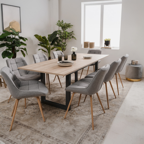 Mesa extensível DENVER (160-200 cm) - Antracite e Carvalho Artesanato