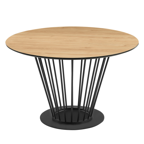 Pack mesa redonda ALESIA + 6 cadeiras ZARA II - Preto e Carvalho Pack mesa redonda ALESIA + 6 cadeiras ZARA II - Preto e Carvalho