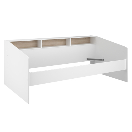 Pack cama de solteiro SLEEP + Colchão SPRING ROLLER - Branco e Carvalho Pack cama de solteiro SLEEP + Colchão SPRING ROLLER - Branco e Carvalho