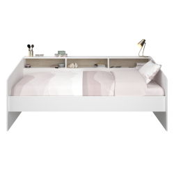 Pack cama de solteiro SLEEP + Colchão SPRING ROLLER - Branco e Carvalho Pack cama de solteiro SLEEP + Colchão SPRING ROLLER - Branco e Carvalho