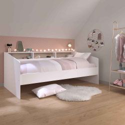 Pack cama de solteiro SLEEP + Colchão SPRING ROLLER - Branco e Carvalho Pack cama de solteiro SLEEP + Colchão SPRING ROLLER - Branco e Carvalho