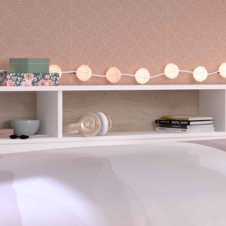 Pack cama de solteiro SLEEP + Colchão SPRING ROLLER - Branco e Carvalho Pack cama de solteiro SLEEP + Colchão SPRING ROLLER - Branco e Carvalho