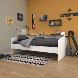 Pack cama de solteiro SLEEP + Colchão SPRING ROLLER - Branco e Carvalho Pack cama de solteiro SLEEP + Colchão SPRING ROLLER - Branco e Carvalho