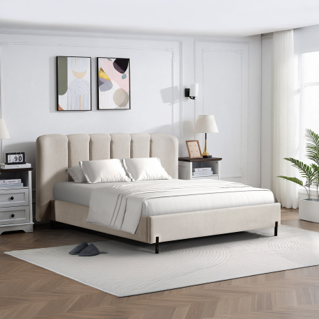 Pack cama de casal ATLANTA + Colchão HOMYSLEEP NEW PALACIO - Aveia