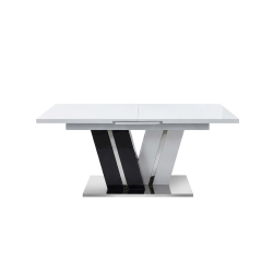 Mesa extensível NAOMI (180-220cm) - Branco Brilho e Preto