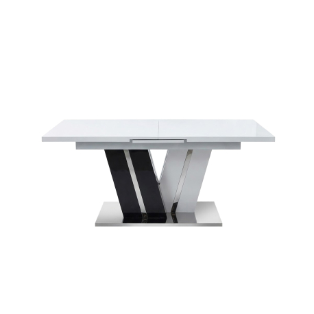 Mesa extensível NAOMI (180-220cm) - Branco Brilho e Preto