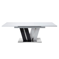 Mesa extensível NAOMI (180-220cm) - Branco Brilho e Preto