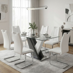 Mesa retangular PATRICIO II - Cinzento e Branco