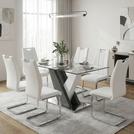 Mesa retangular PATRICIO II - Cinzento e Branco