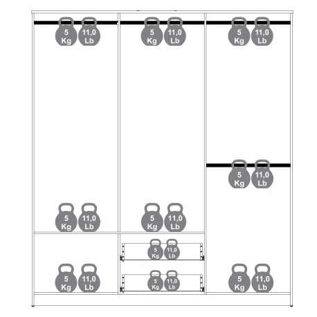Roupeiro ALENA com 6 portas e 2 gavetas - Pesos