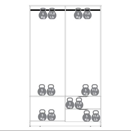 Roupeiro de 4 Portas e 2 Gavetas ALENA - Closet with Crash Doors