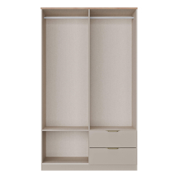 Roupeiro ALENA com 4 portas e 2 gavetas - Amêndoa e Carvalho Artesanato