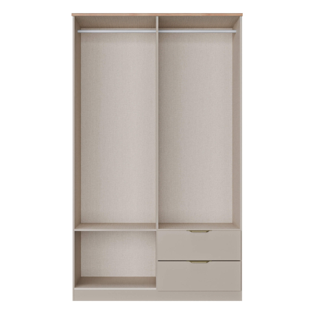 Roupeiro ALENA com 4 portas e 2 gavetas - Amêndoa e Carvalho Artesanato