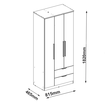 Roupeiro ALENA com 3 portas e 2 gavetas - Closet with Crash Doors