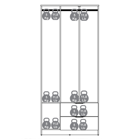 Roupeiro ALENA com 3 portas e 2 gavetas - Closet with Crash Doors