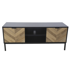Móvel TV YOLANDA com 2 portas - Preto e Carvalho