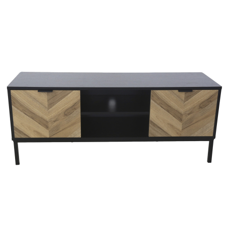 Móvel TV YOLANDA com 2 portas - Preto e Carvalho
