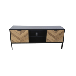Móvel TV YOLANDA com 2 portas - Preto e Carvalho