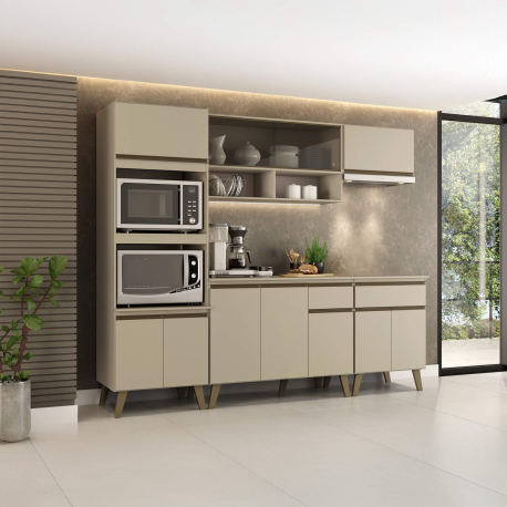 Móvel auxiliar de cozinha KENAN com 3 portas - Estantes