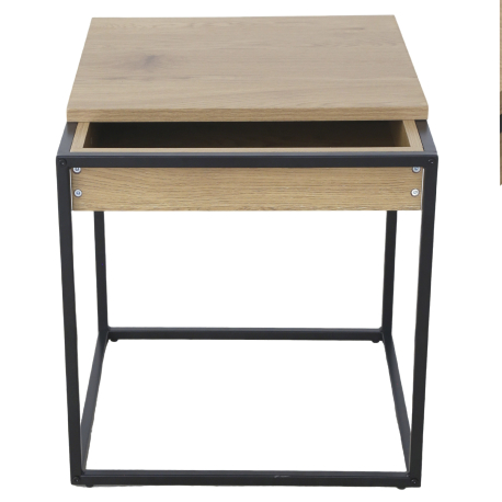 Mesa de apoio TERESA com baú - Carvalho e Preto