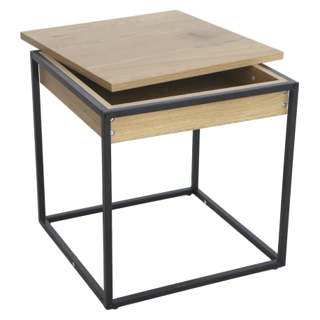 Mesa de apoio TERESA com baú - Carvalho e Preto