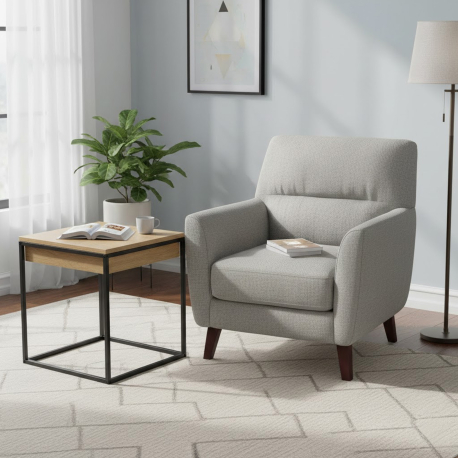 Mesa de apoio TERESA com baú - Carvalho e Preto