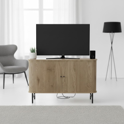 Aparador GLISS com 2 portas deslizantes - Carvalho Artesanato e Preto