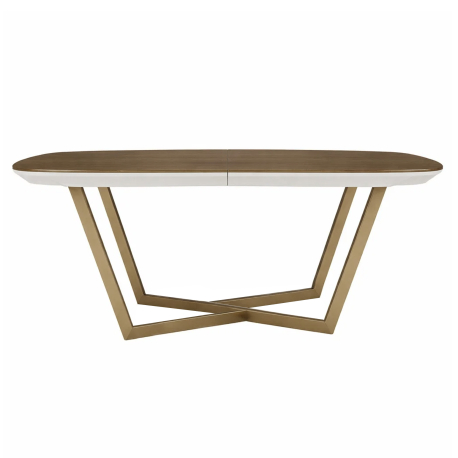 Mesa extensível AMORA (180-260cm) - Cinzento Bege Mate e Nogueira