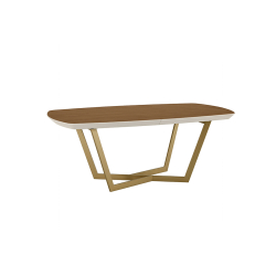 Mesa extensível AMORA (180-260cm) - Cinzento Bege Mate e Nogueira