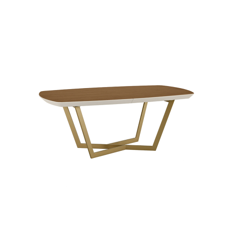 Mesa extensível AMORA (180-260cm) - Cinzento Bege Mate e Nogueira