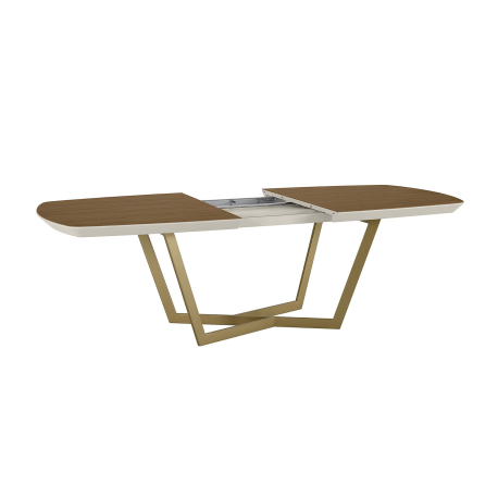 Mesa extensível AMORA (180-260cm) - Cinzento Bege Mate e Nogueira