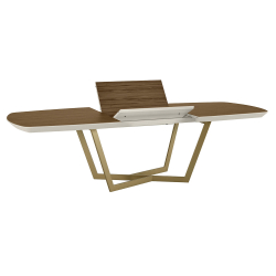 Mesa extensível AMORA (180-260cm) - Cinzento Bege Mate e Nogueira